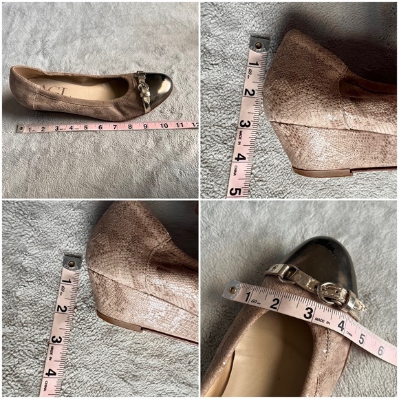 AGL Attilio Giusti Leombruni Jody Cap Toe Buckle Wedge Ballet Flat Patent Gold - Picture 17 of 17